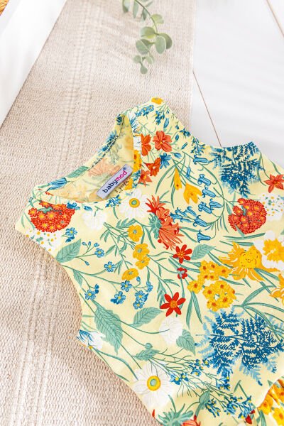 Çiçek Desenli Yazlık Kız Çocuk Elbise