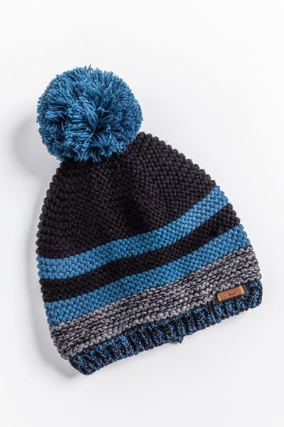 Çizgili Ponponlu 9-15 Yaş Erkek Çocuk Bere MAVİ - 9-15 Yaş