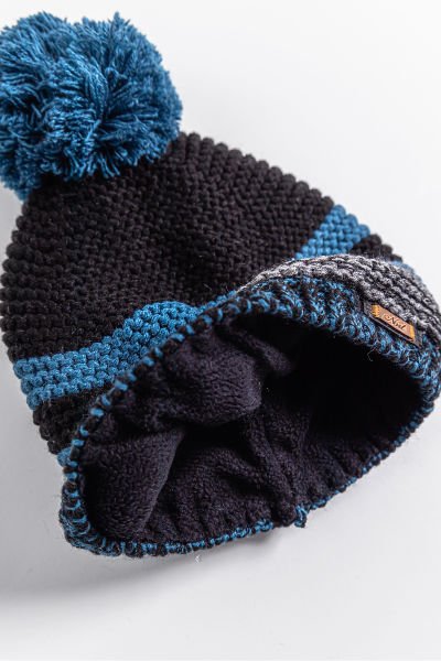 Çizgili Ponponlu 9-15 Yaş Erkek Çocuk Bere MAVİ - 9-15 Yaş