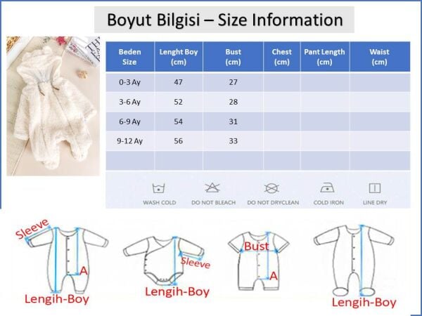 Kapüşonlu Ayıcık Figürlü Welsoft Peluş Kışlık Kız/Erkek Bebek Tulum Gül kurusu -  6-9 AY