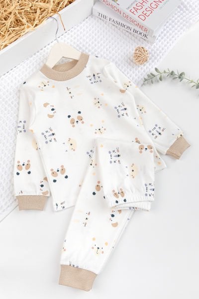 Fiğürlü %100 Pamuk Kız Erkek Bebek Çocuk Pijama Takımı