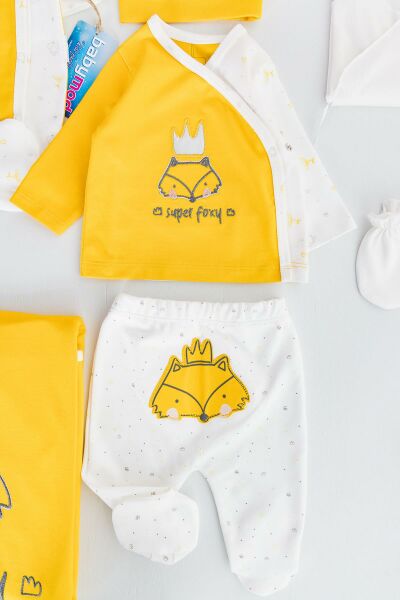 Organik Tilki Temalı 10 Parça Erkek Bebek Hastane Çıkışı Bebek Seti