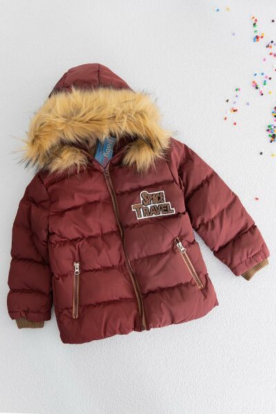 Kürklü Kapüşonlu Erkek Çocuk Mont