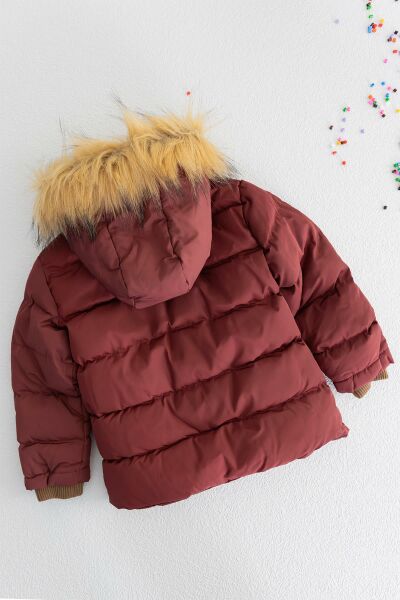 Kürklü Kapüşonlu Erkek Çocuk Mont