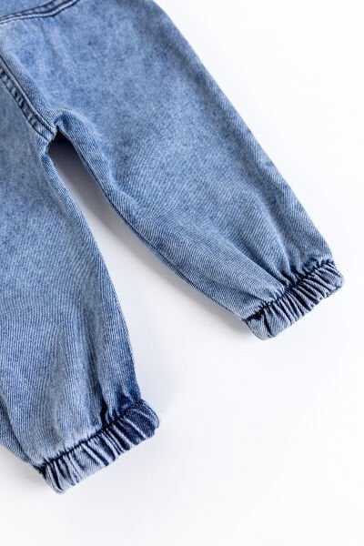 Fiyonklu Kız Bebek Kot Salopet Tulum Set