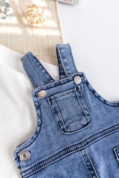 Çep Detaylı Erkek Bebek Salopet Tulum Set