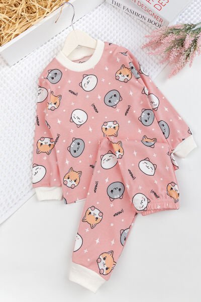 Fiğürlü %100 Pamuk Kız Erkek Bebek Çocuk Pijama Takımı SOMON -  12 Ay