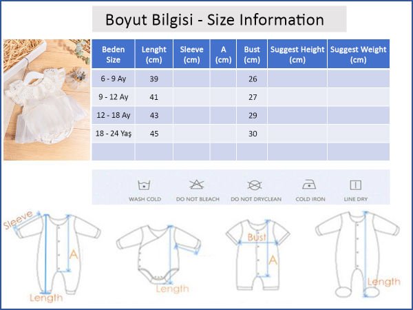 Güpürlü Tül Etekli Kız Bebek Tulum Yazlık Bebek Elbise