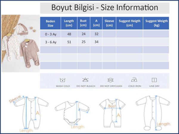 Çiçek Desenli 2'li Uzun Kollu Kız Bebek Tulum Takım