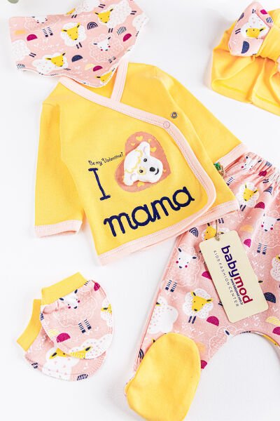 Kuzu Figürlü 5 Parça Kız Bebek Hastane Çıkışı Bebek Takımı