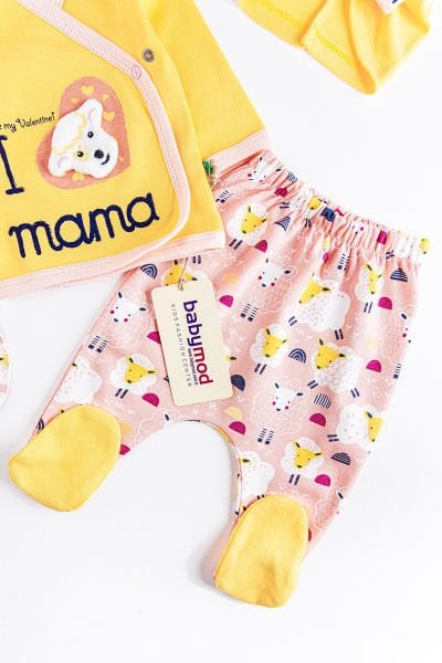 Kuzu Figürlü 5 Parça Kız Bebek Hastane Çıkışı Bebek Takımı