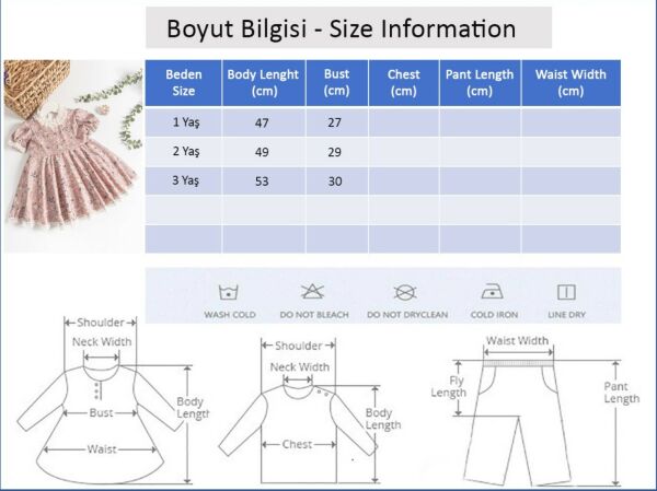 Vintage Model Güpürlü Kısa Kollu Kız Çocuk Elbise PEMBE - 1 Yaş
