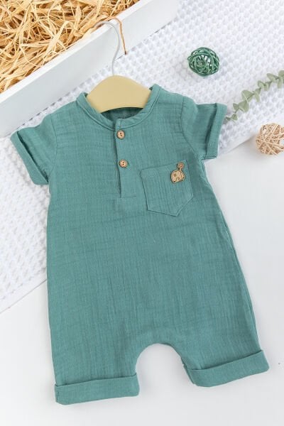 Erkek Bebek Müslin %100 Pamuk Şortlu Yazlık  Tulum