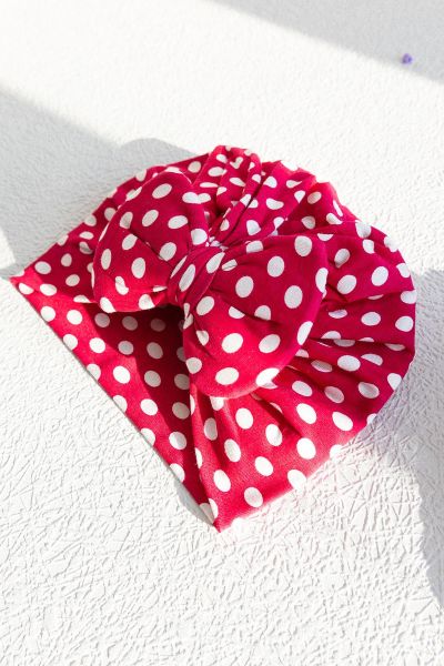 Puantiye Desenli Kız Bebek Bandana Şapka FUŞYA