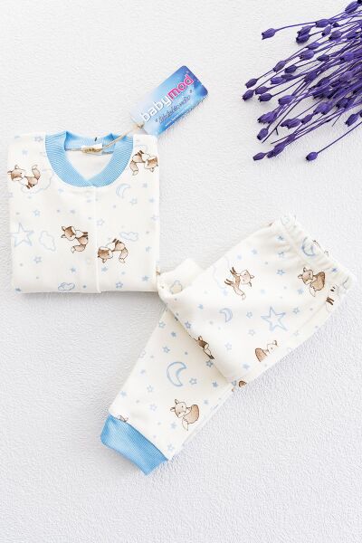 Önden Çıt Çıtlı Erkek Çocuk Pijama Takımı