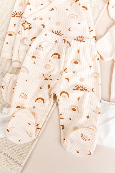 Güneş Temalı Natural 10'lu 100% Pamuk Kız/Erkek Bebek Hastane Çıkışı Yeni Doğan Set