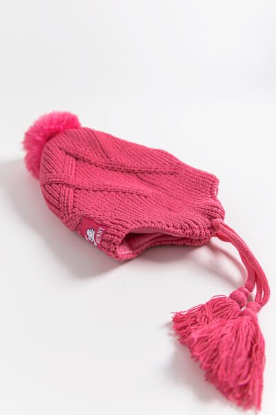 Tavşan Figürlü Ponponlu 4-8 Yaş Kız Çocuk Bere FUŞYA - 4-8 Yaş