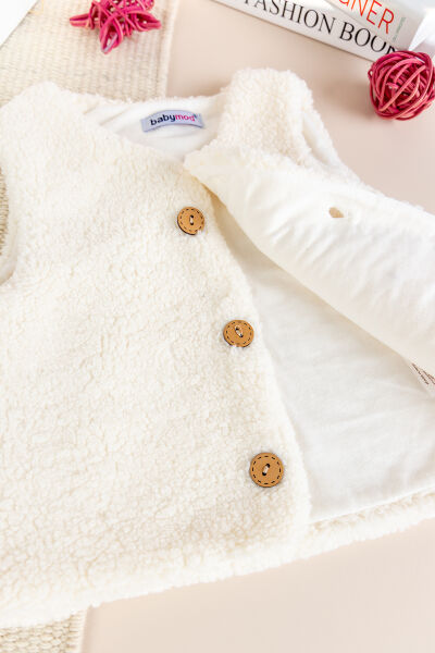 Welsoft Peluş Kışlık Kız/Erkek Bebek Yelek KREM - 18 Ay