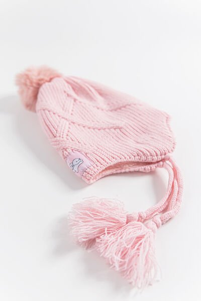 Tavşan Figürlü Ponponlu 4-8 Yaş Kız Çocuk Bere PEMBE - 4-8 Yaş