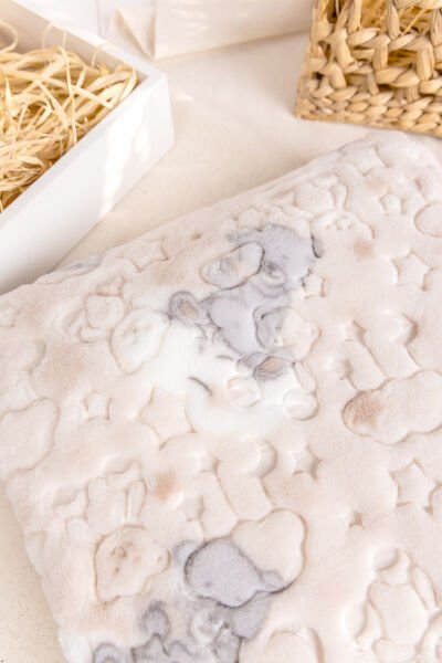Figürlü Peluş Kız/Erkek Bebek Battaniye BEJ -  Tek Ebat