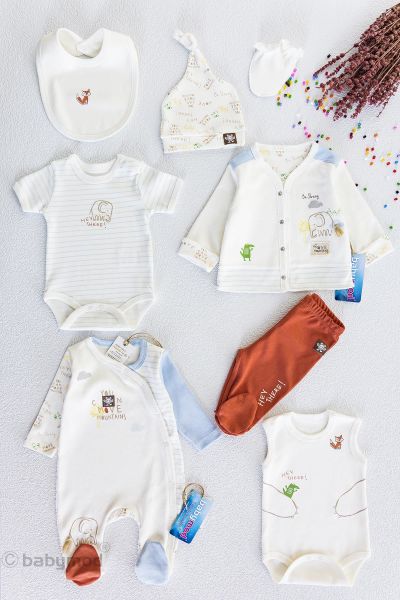 Erkek Bebek 8'li Bebek Hastane Çıkışı Zıbın Seti