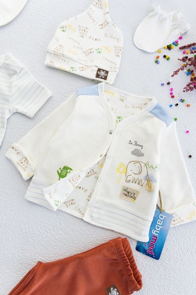 Erkek Bebek 8'li Bebek Hastane Çıkışı Zıbın Seti