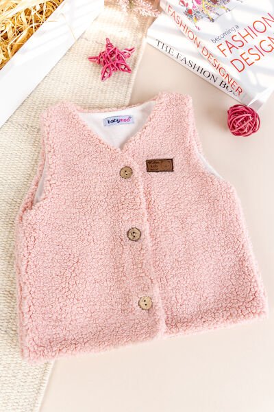 Welsoft Peluş Kışlık Kız/Erkek Bebek Yelek PEMBE - 9 Ay