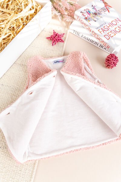 Welsoft Peluş Kışlık Kız/Erkek Bebek Yelek PEMBE - 9 Ay