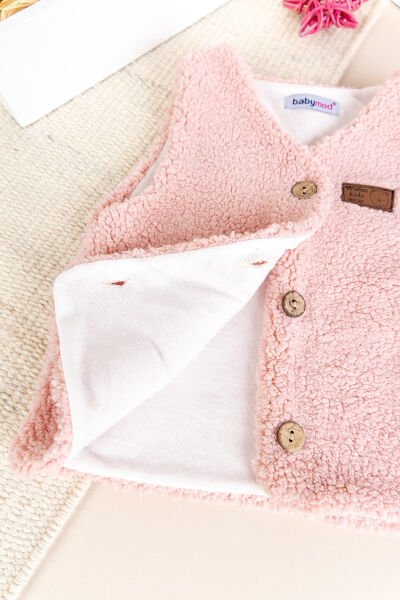 Welsoft Peluş Kışlık Kız/Erkek Bebek Yelek PEMBE - 9 Ay