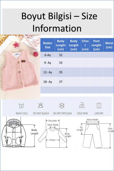 Welsoft Peluş Kışlık Kız/Erkek Bebek Yelek PEMBE - 9 Ay