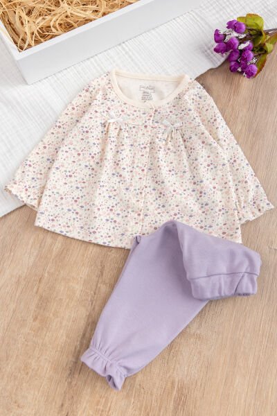 Kız Bebek %100 Pamuk Çicek Desenli Takım