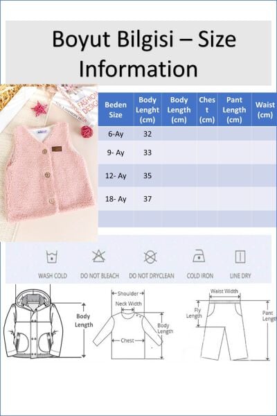 Welsoft Peluş Kışlık Kız/Erkek Bebek Yelek PEMBE - 18 Ay