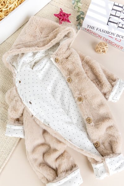 Tavşan Fiğürlü Kışlık Peluş Kız/Erkek Bebek Tulum