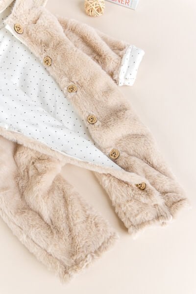 Tavşan Fiğürlü Kışlık Peluş Kız/Erkek Bebek Tulum