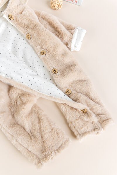 Tavşan Fiğürlü Kışlık Peluş Kız/Erkek Bebek Tulum