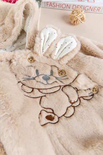 Tavşan Fiğürlü Kışlık Peluş Kız/Erkek Bebek Tulum