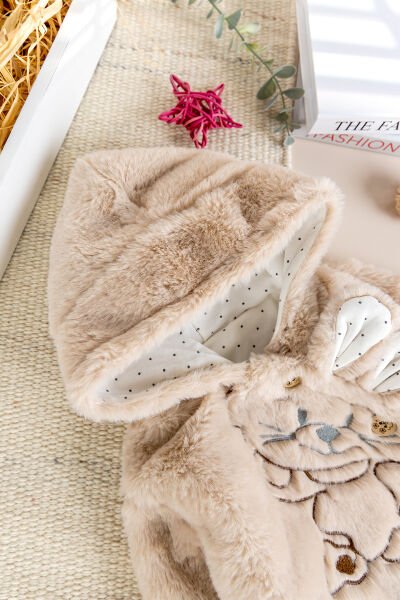 Tavşan Fiğürlü Kışlık Peluş Kız/Erkek Bebek Tulum