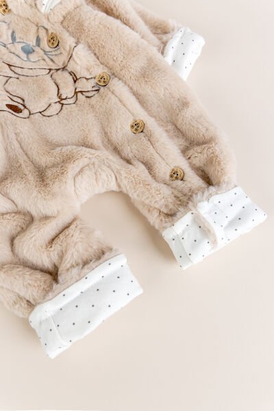 Tavşan Fiğürlü Kışlık Peluş Kız/Erkek Bebek Tulum