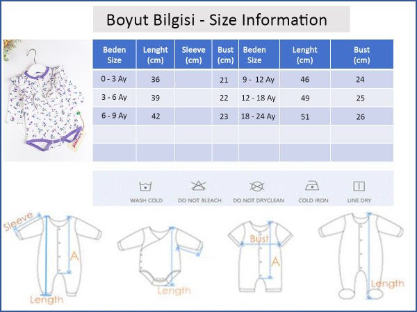 Çiçekli Fiyonklu Kız Bebek Tulum Bebek Body LİLA -  9-12 AY
