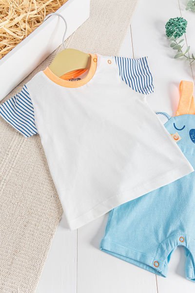 Figürlü Erkek Bebek Tulum Salopet Takım