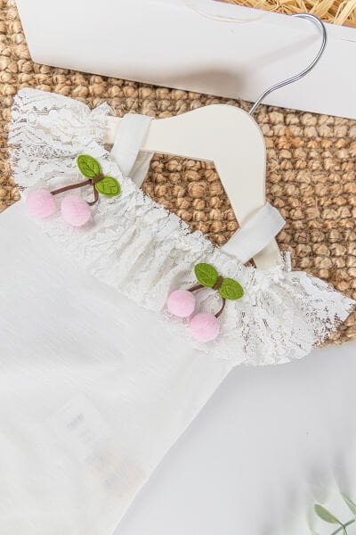 Kiraz Desenli Güpürlü Kız Bebek Tulum Takım