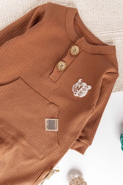 Natural Kaplan Figürlü Erkek Bebek Tulum