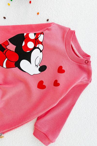Minnie Mouse Baskılı Kız Bebek Tulum PEMBE - 3-6 AY