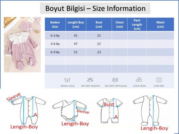 Fiyonklu Kadife Kışlık Kız Bebek Tulum Set