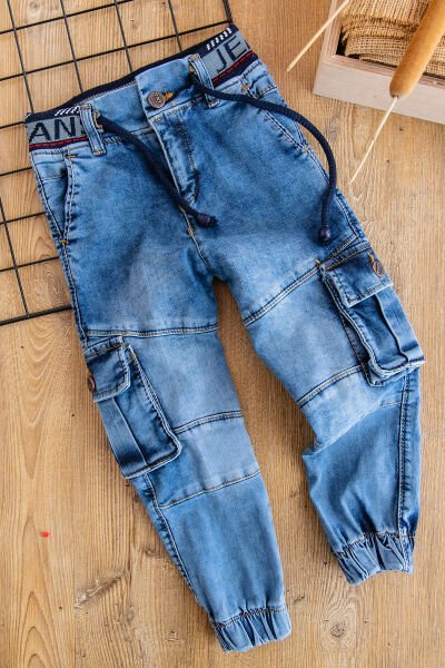 Erkek Çocuk Denim Kumaş Kot Kargo Pantolon