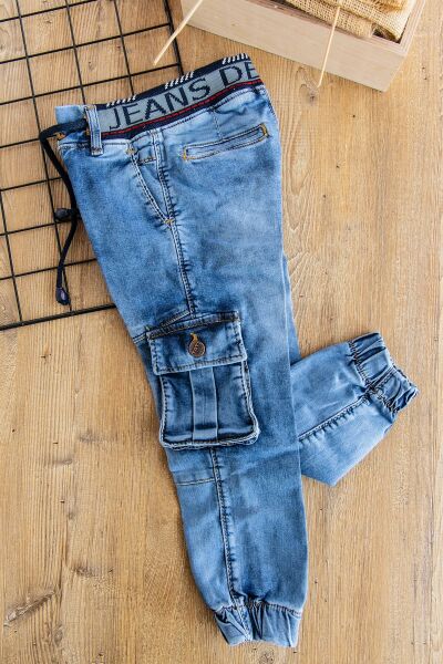 Erkek Çocuk Denim Kumaş Kot Kargo Pantolon