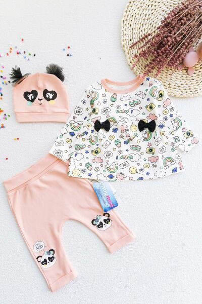 Sevimli Panda Kız Bebek Üçlü Kız Bebek Takım Bebek Seti