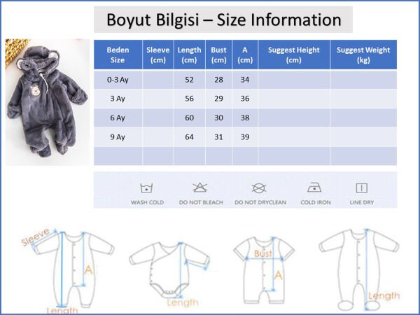 Ayıcık Figürlü Welsoft Peluş Astronot Erkek Bebek Tulum