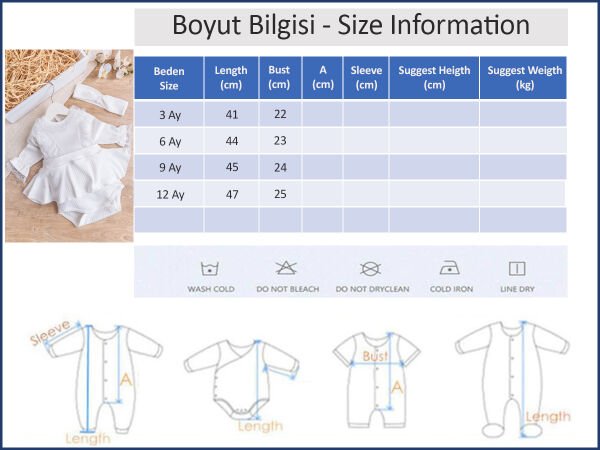 Dantel Yakalı Bandanalı Kız Bebek Elbise Bebek Tulum KREM - 3 Ay