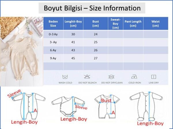 Fırfırlı 100% Pamuk Yazlık Kız Bebek Tulum Krem